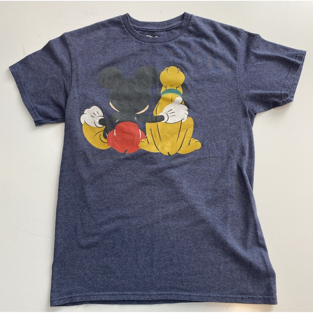 Disney Mickey Mouse And Pluto Blue T-Shirt - Size Small